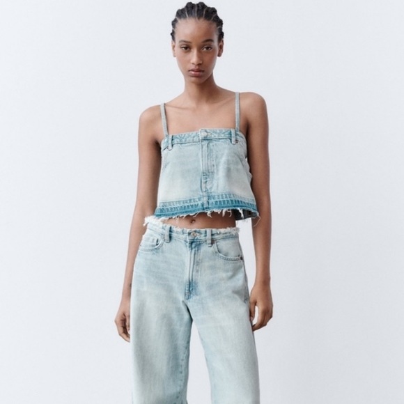 NWT Zara denim crop top - Picture 3 of 6